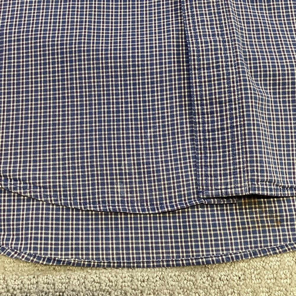 Chaps Ralph Lauren Mens Large Navy Blue White Micro Check Button Down Shirt L/G - Picture 3 of 5